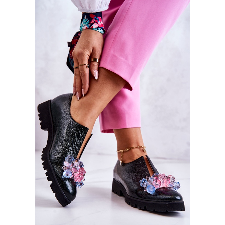 PA2 Elegantní kožené boty s tmavě zeleným zdobením Cindy zelená 2