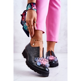 PA2 Elegantní kožené boty s tmavě zeleným zdobením Cindy zelená 1