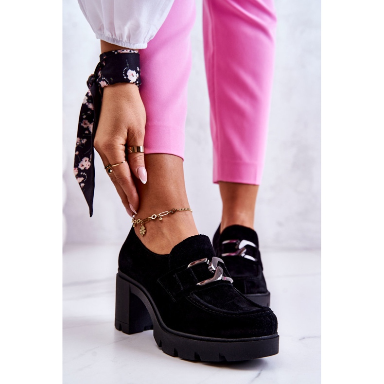 PL5 Elegantní boty na sloupu s tmavým zdobením Black Harmell černý 1