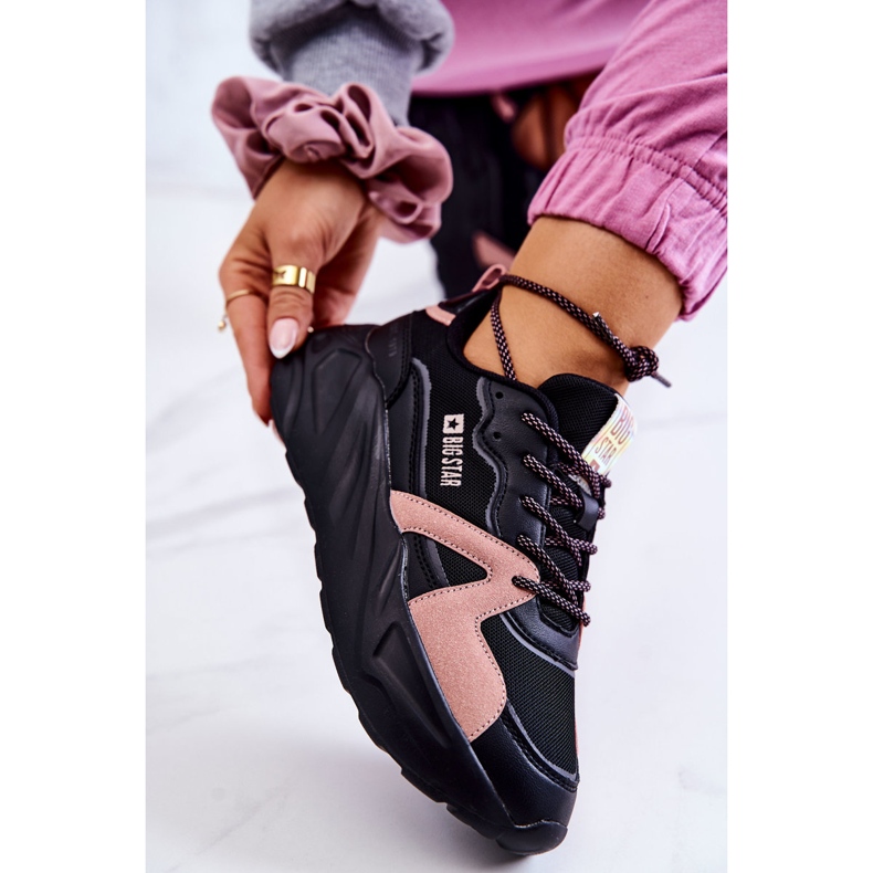 Dámské tenisky Memory Foam Big Star JJ274599 Černo-růžové černá růžový 2