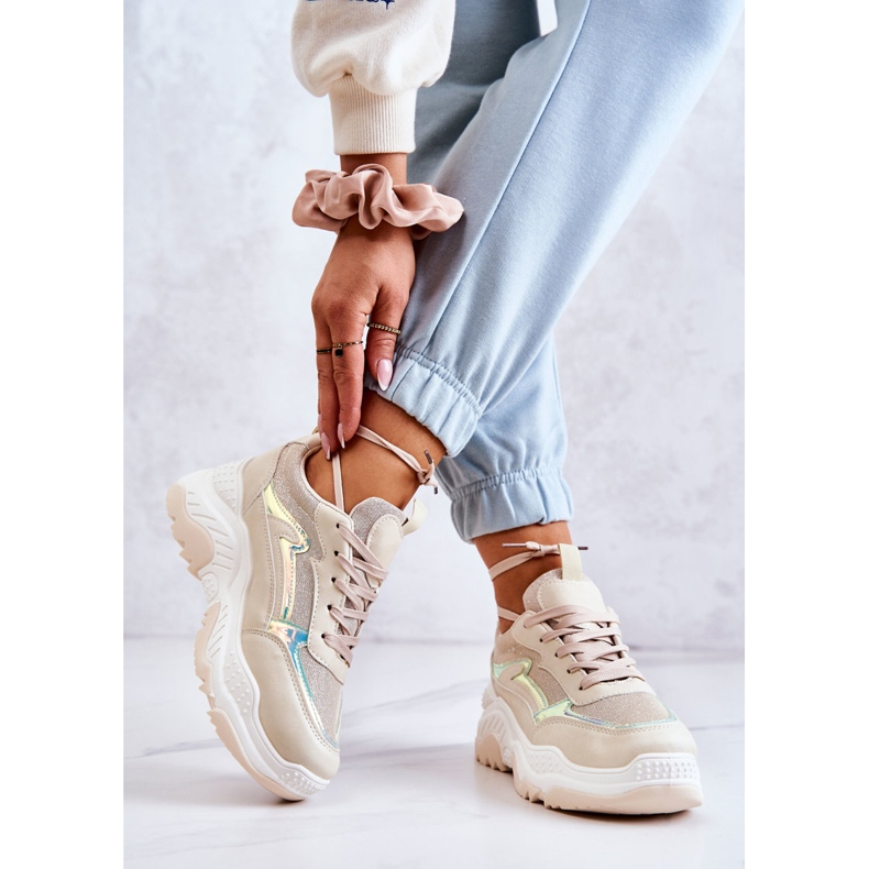 PG1 Dámské béžové lesklé tenisky Callisto béžový 2