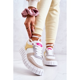 PS1 Dámské sportovní kožené boty v bílé a béžové Florentine béžový bílý žlutá 1