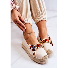 PS1 Dámské kožené espadrilky s řetízkem světle béžová efektní béžový 1 PS1 Dámské kožené espadrilky s řetízkem světle béžová efektní béžový 1