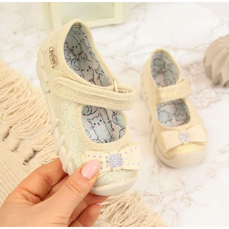 Baleríny Dívčí pantofle se suchým zipem Béžová Befado 1