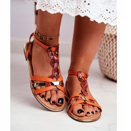 Dámské elegantní sandály Orange Snake Eco-kože pomerančový 3