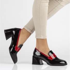 Kožené lodičky Filippo DP3727 / 22 Bk černé černá červené 1