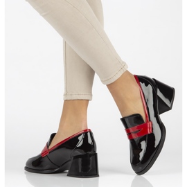 Kožené lodičky Filippo DP3727 / 22 Bk černé černá červené 2