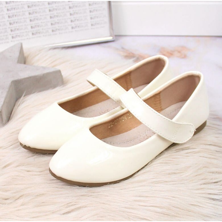 Dívčí baleríny na suchý zip White Potocki bílý 2