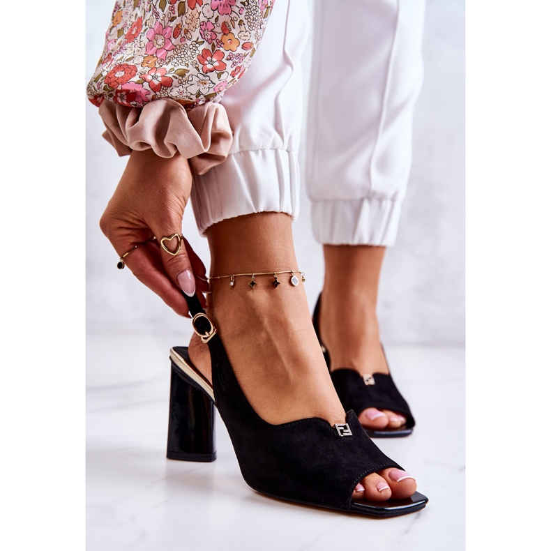 S.Barski Semišové černé Fiorinové Sandály Na Baru černá 1