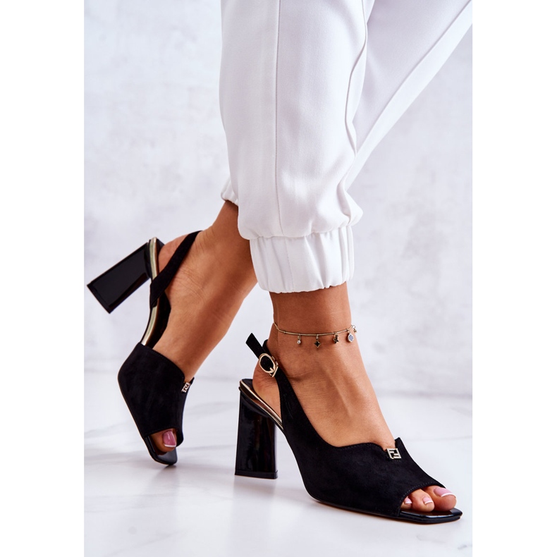 S.Barski Semišové černé Fiorinové Sandály Na Baru černá 2