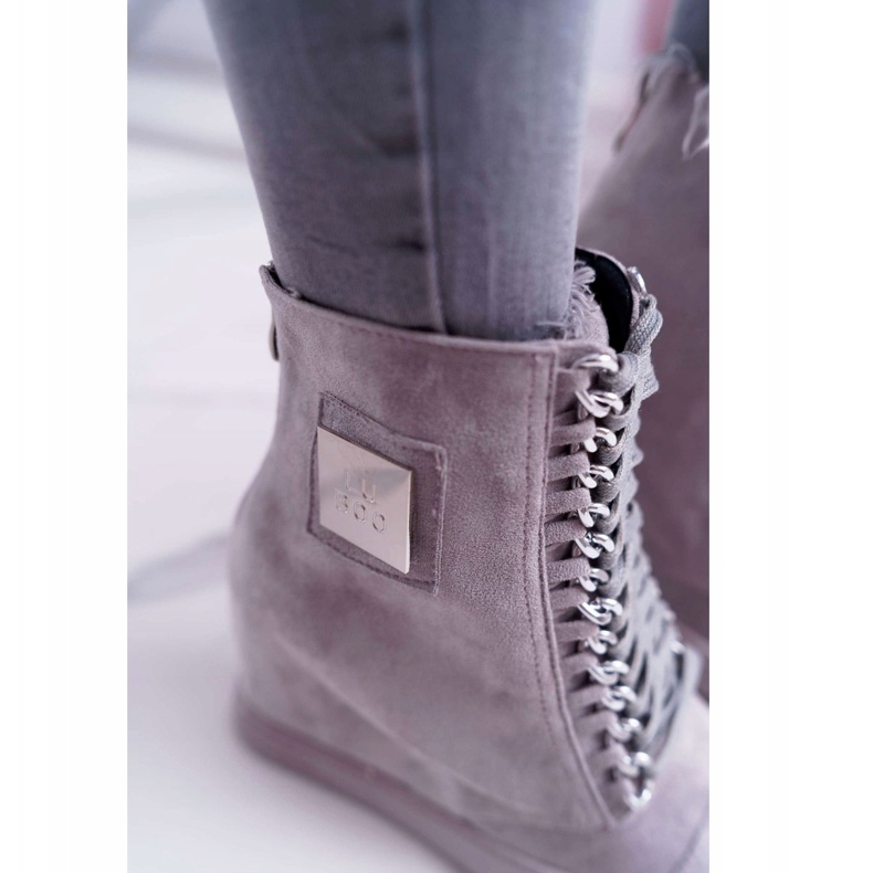 Dámské tenisky Lu Boo s řetízky semišově šedé Monica šedá 3