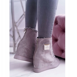 Dámské tenisky Lu Boo s řetízky semišově šedé Monica šedá 4