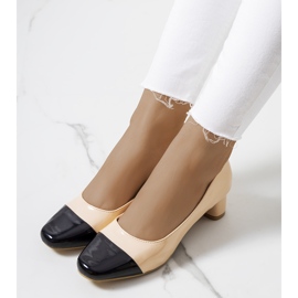 Béžové dámské lodičky Dikra béžový černý 1