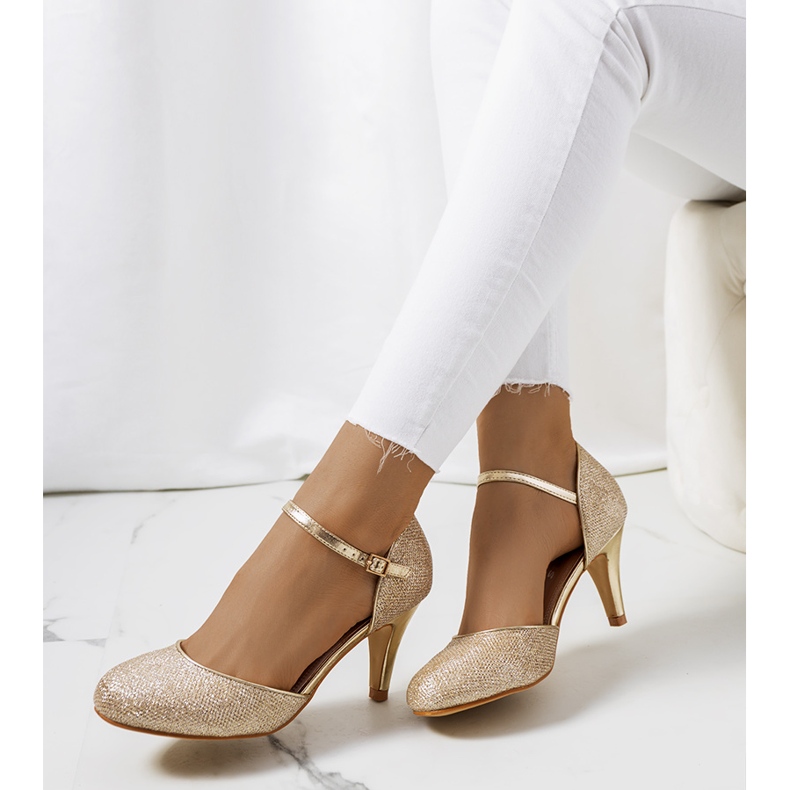 BM Lesklé zlaté lodičky Rosetown zlatý 1