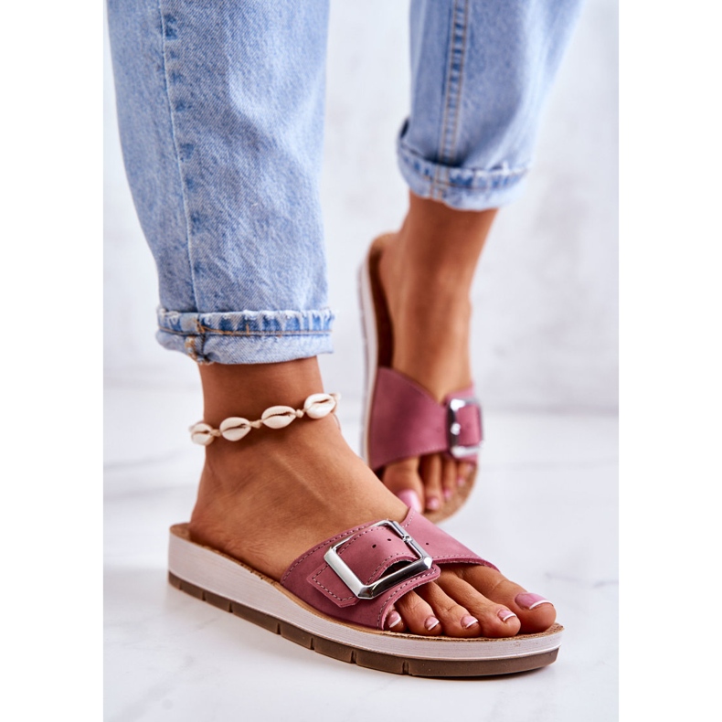 Módní dámské pantofle s přezkou Inblu CP000031 růžové růžový 2