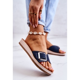 Módní dámské pantofle s přezkou Inblu CP000031 Navy Blue námořnická modrá 2