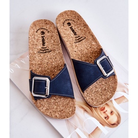 Módní dámské pantofle s přezkou Inblu CP000031 Navy Blue námořnická modř 1