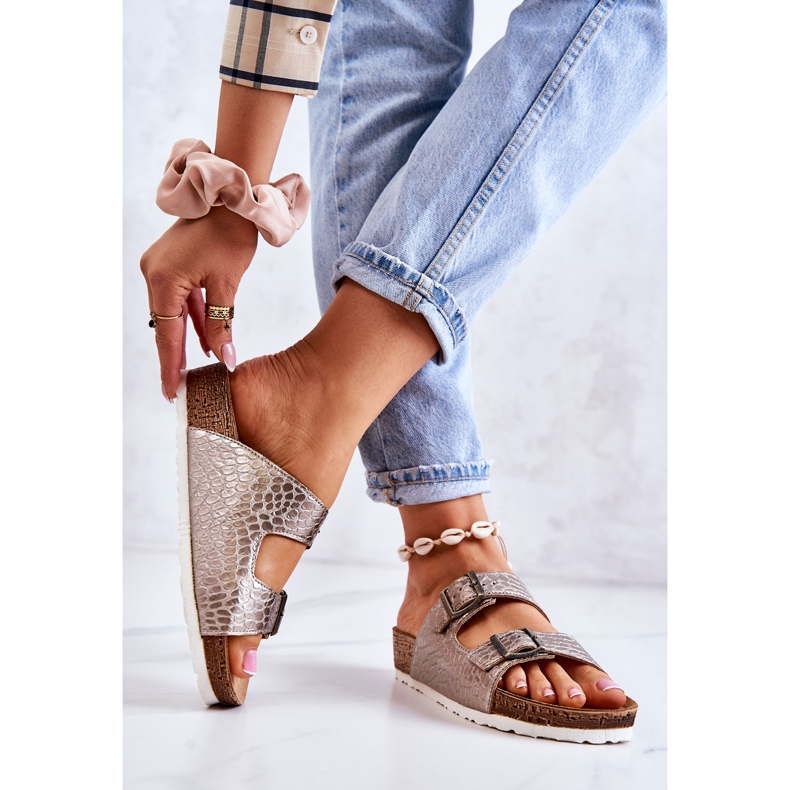 Dámské pantofle přezky Inblu NM000027 Silver béžový stříbrný 2