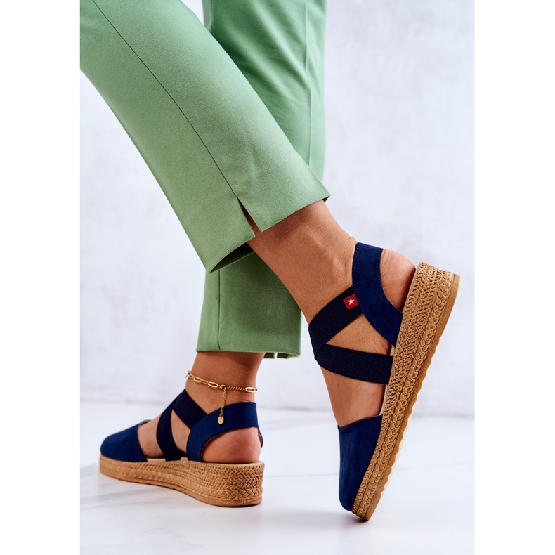 Dámské semišové espadrilky Big Star JJ276037 Navy Blue modrý 1