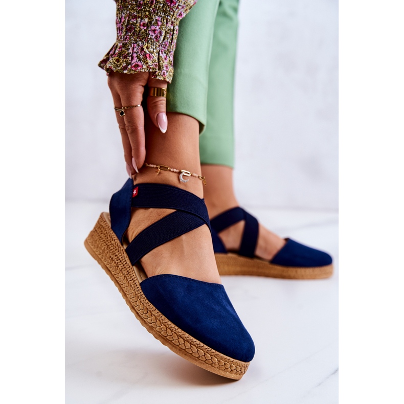 Dámské semišové espadrilky Big Star JJ276037 Navy Blue modrý 2