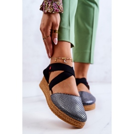 Módní dámské espadrilky Big Star JJ276035 Black černý stříbro 1