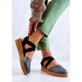 Módní dámské espadrilky Big Star JJ276035 Black černý stříbro 2