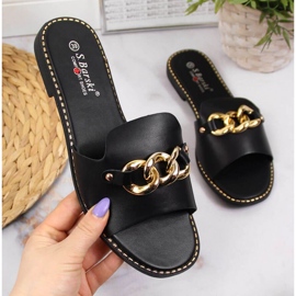 Černé pantofle s řetízkem W S. Barski černý 1