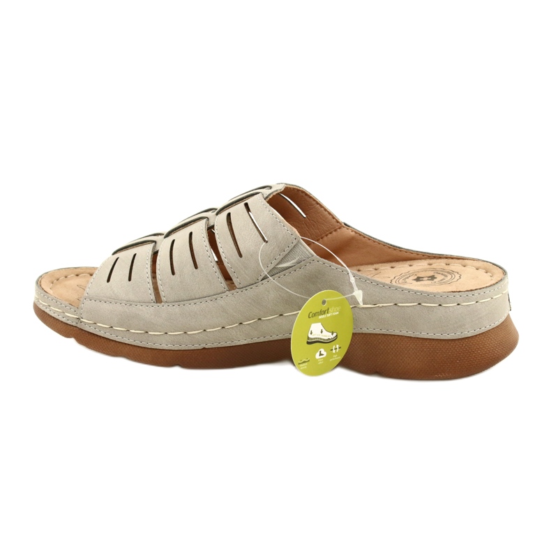 Evento Dámské žabky s otevřeným dílem 22sd98-4536 šedý vzor šedá 2