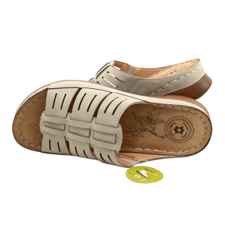 Evento Dámské žabky s otevřeným dílem 22sd98-4536 šedý vzor šedá 5