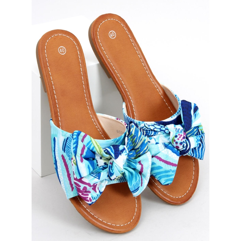 Lotos Blue pantofle s květinovým potiskem modrý vícebarevný 1