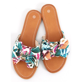 Lotos Béžové pantofle s květinovým potiskem vícebarevný 1