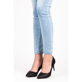 Qinba Semišové vysoké podpatky černý 1