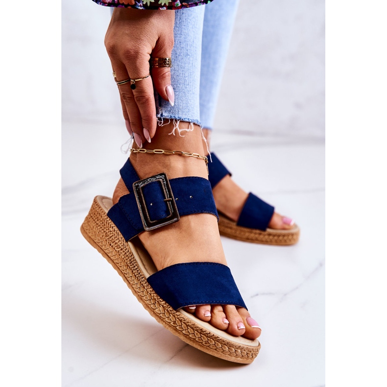 Dámské semišové sandály Big Star JJ276033 Navy Blue námořnická modř 1