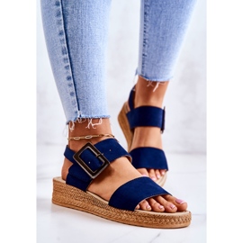 Dámské semišové sandály Big Star JJ276033 Navy Blue námořnická modř 2