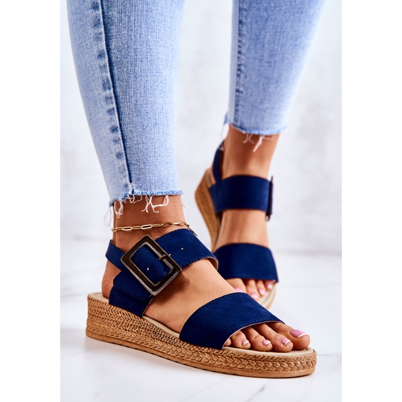 Dámské semišové sandály Big Star JJ276033 Navy Blue námořnická modř 2