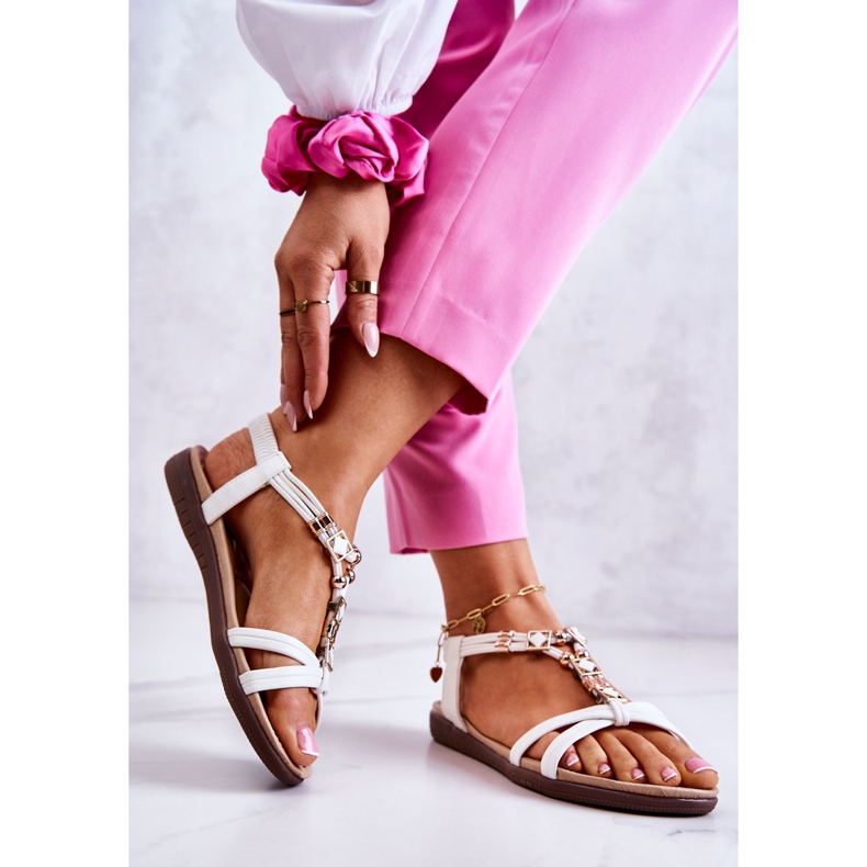 Dámské nazouvací sandály s bílým zdobením Salinna 1