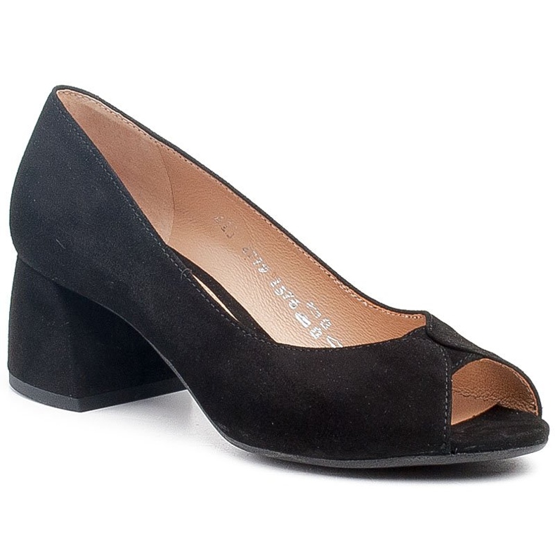 Marco Shoes Černé semišové lodičky se stabilní patou černý 1