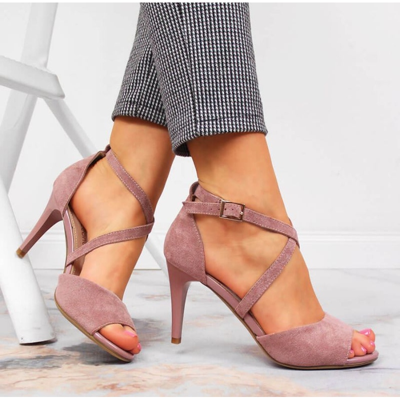 Růžové sandály na vysokém podpatku W Sergio Leone růžový 2