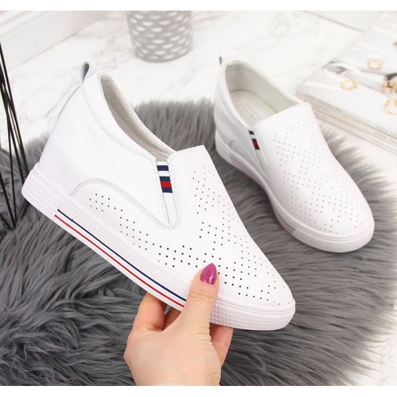 Kožené tenisky s bílými prolamovanými klínky W Filippo 1