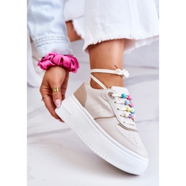 PS1 Dámská vázaná sportovní obuv Tenisky Béžová Manila béžový 2