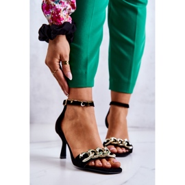 Semišové sandály na vysokém podpatku Laura Messi 2366 Black černá 1