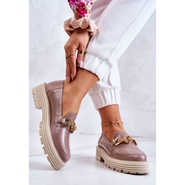 Dámské boty Brogues Zlatá kožená dekorace Laura Messi 2383 Tmavě béžová béžový 2