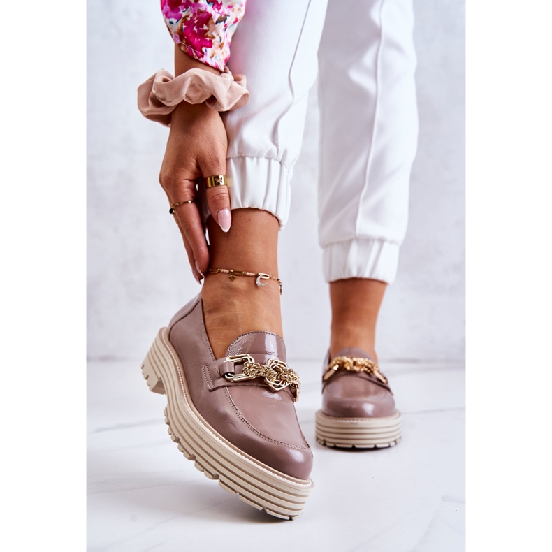 Dámské boty Brogues Zlatá kožená dekorace Laura Messi 2383 Tmavě béžová béžový 1