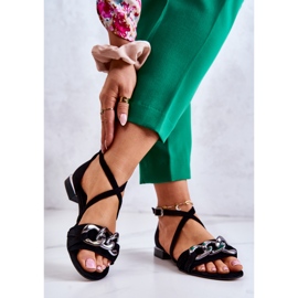 Dámské semišové sandály s řetízkem Laura Messi 2365 černá 2