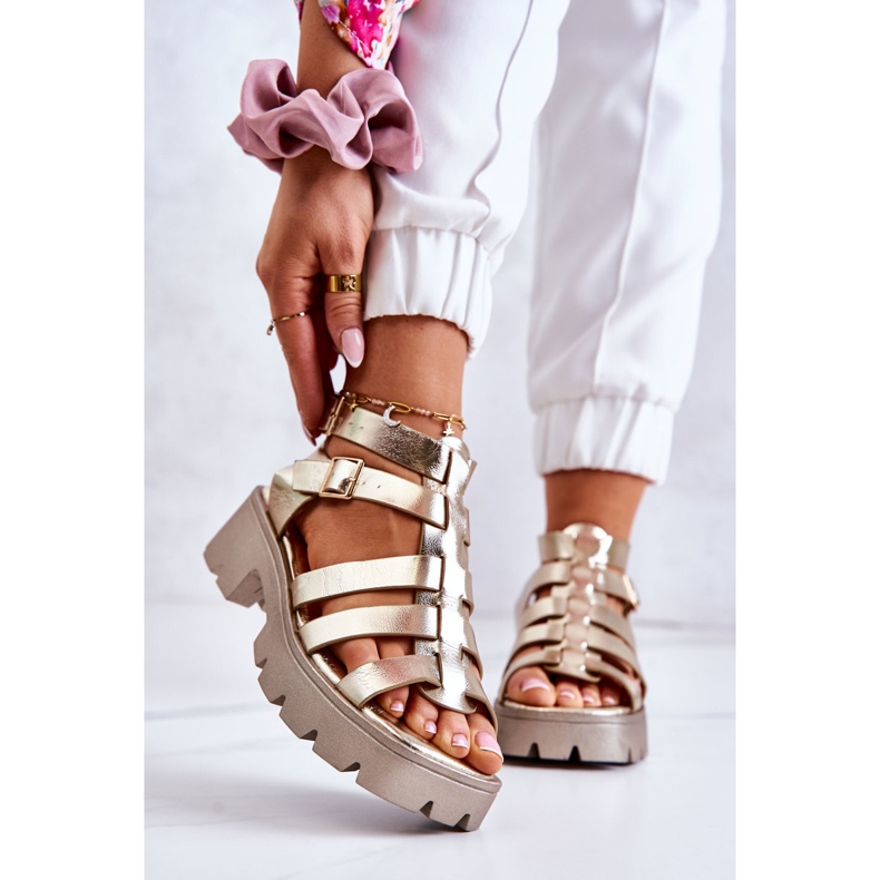 PS1 Kožené Sandály S proužky Golden Minorite zlatý 1