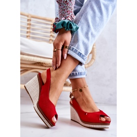 PS1 Dámské pohodlné sandály s přezkou červené thallas 2