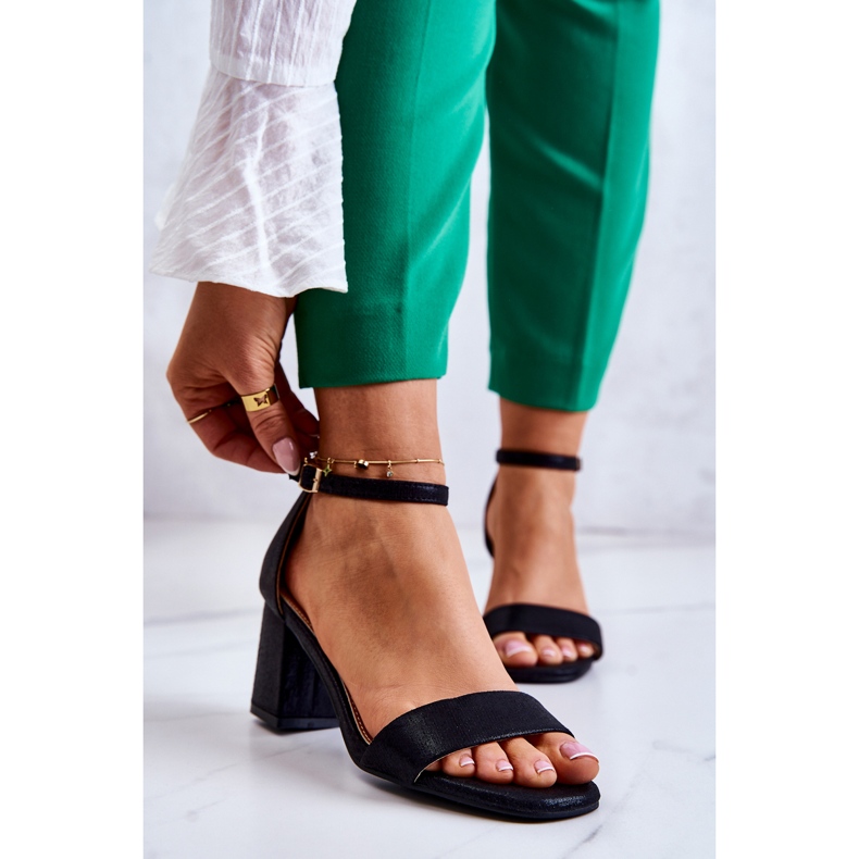 Vinceza Módní dámské sandály na podpatku černá Lucida 1