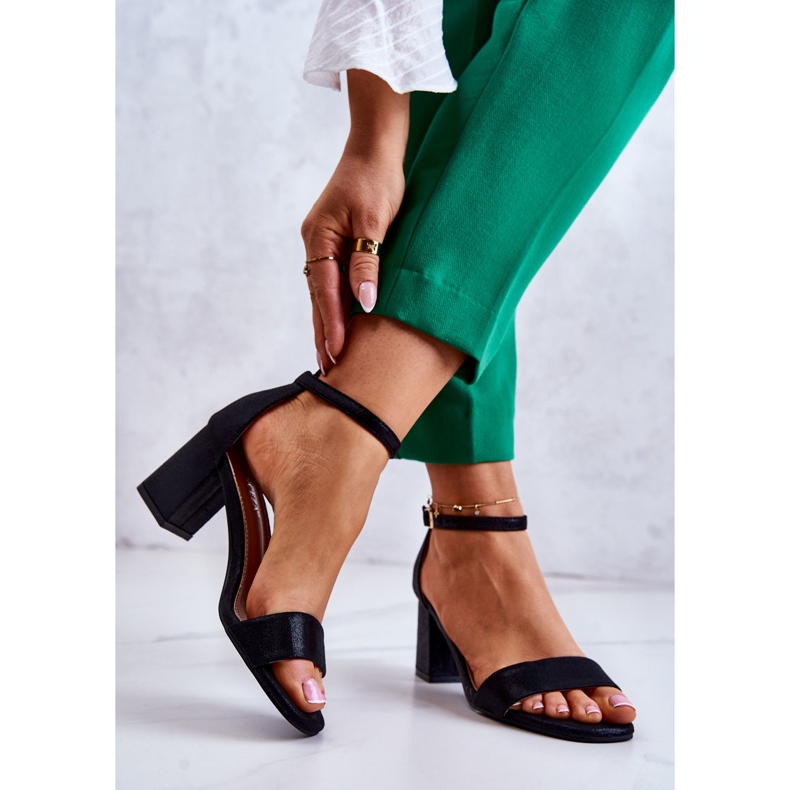 Vinceza Módní dámské sandály na podpatku černá Lucida 2