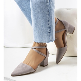 Šedé lodičky na sloupku Hyde šedá 1 Šedé lodičky na sloupku Hyde šedá 1