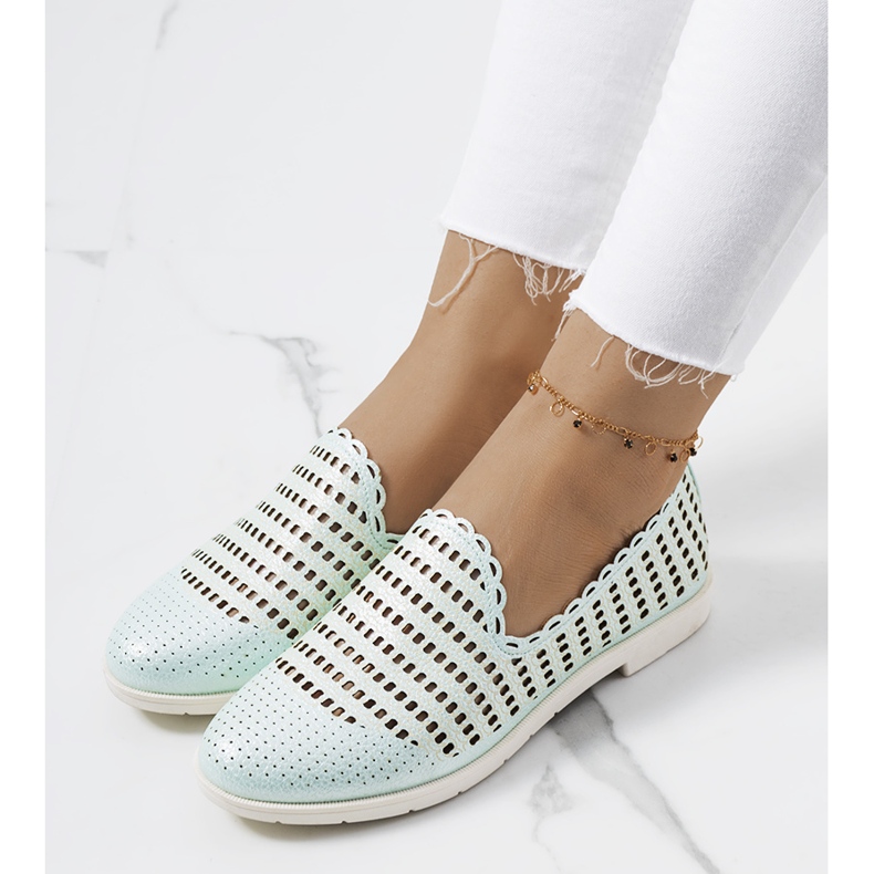 Zelené prolamované dámské mokasíny Naja zelená 1